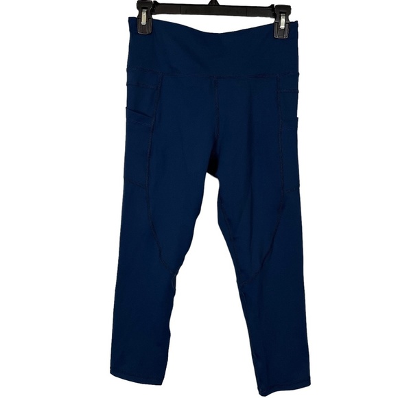 ZYIA ACTIVE Navy Blue Cropped Skinny Leggings Yoga Pants Pockets Workout 8 / 10 - Picture 1 of 16